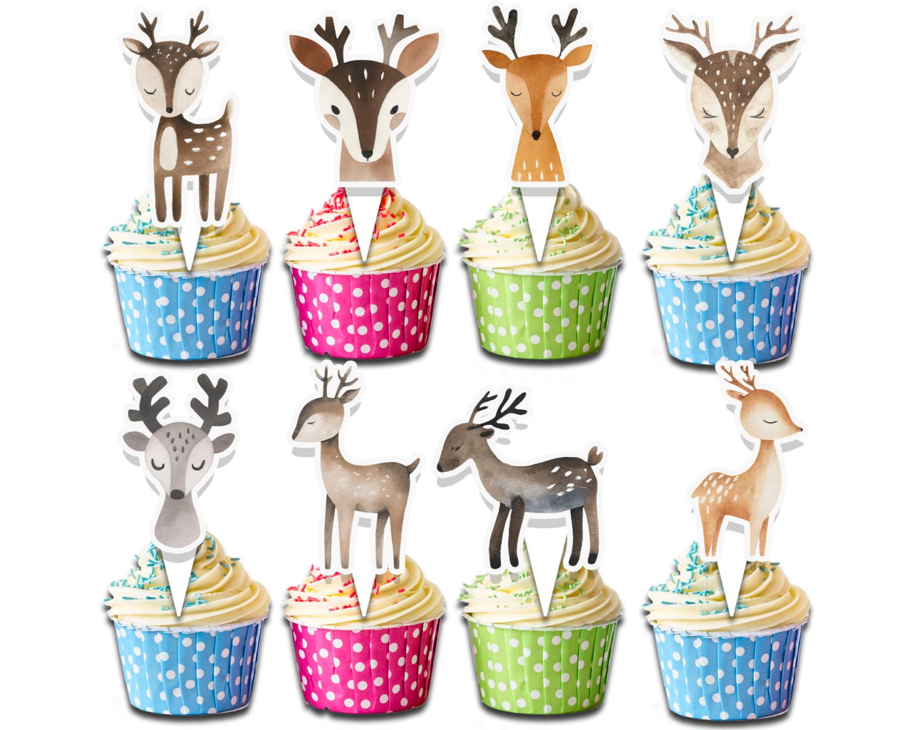 24 Pcs Deer Cupcake Toppers – Rustic Woodland Party Decorations for Kids & Baby Showers