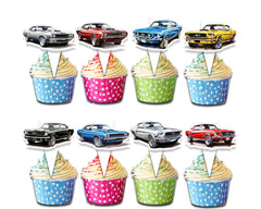 24 Pcs Classic Sport Cars Cupcake Toppers - Perfect for Boys' Birthday Parties, Racing Theme Events, and Car Enthusiast Celebrations