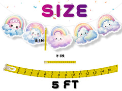 Rainbow and Clouds Theme 5 Pcs Party Banner - Cute and Colorful Decor