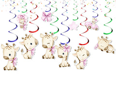 Pink Giraffe Streamers 10 pcs - Adorable Baby Shower & Party Decorations