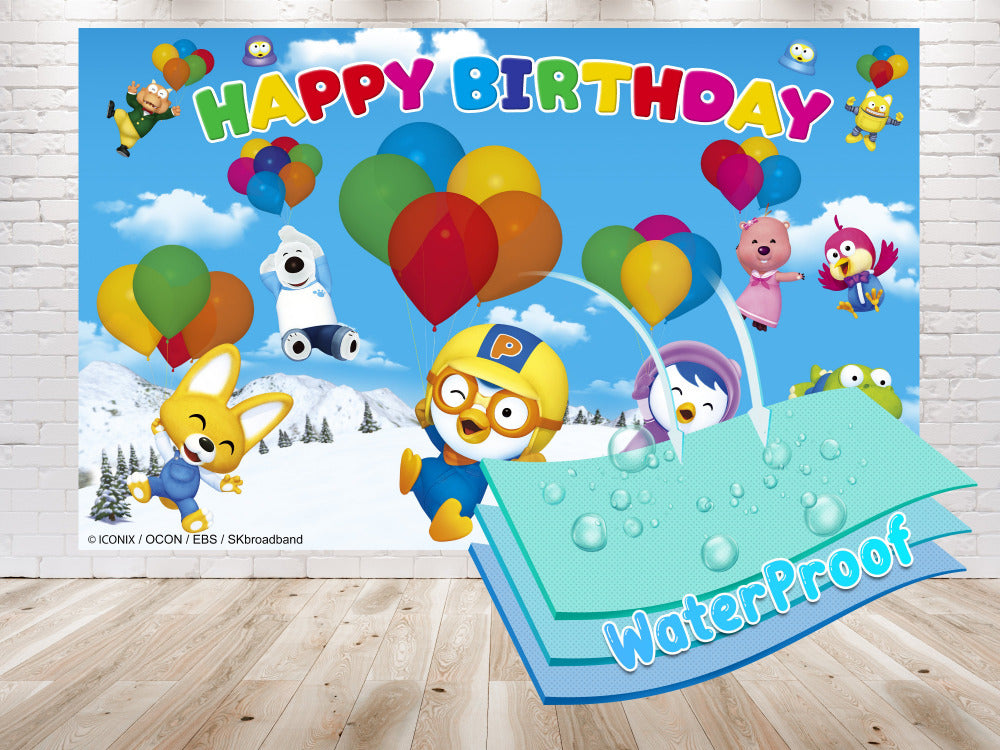 Pororo the Little Penguin 5x3 FT Birthday Backdrop - Make Your Party E ...