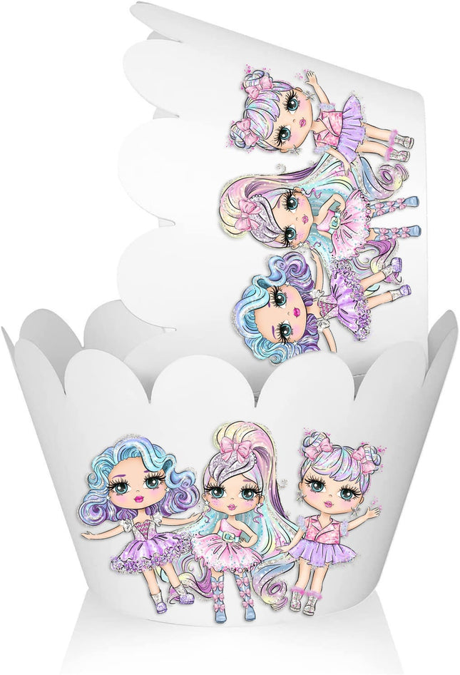 10 Pcs Cute Dolls Cupcake Wrappers - Perfect for Themed Parties and Special Occasions!