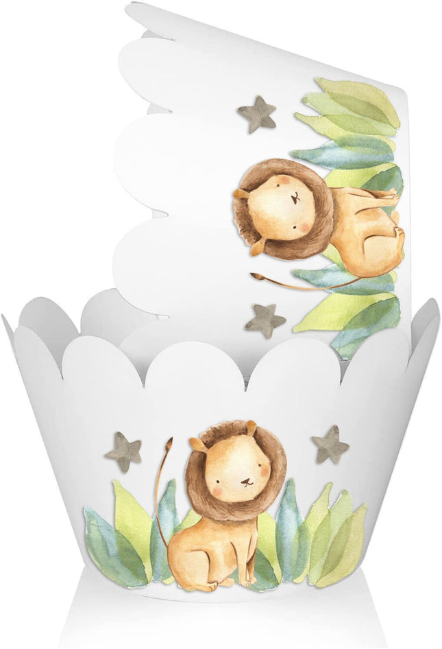 Baby Jungle Animals Cupcake Wrappers - Set of 10, Perfect for Safari-Themed Parties & Celebrations!