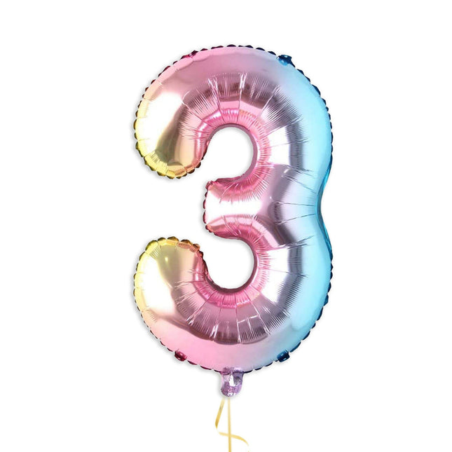 32 Inch Foil Holographic Three Shaped Balloon - A Dazzling Addition to Third Celebrations!