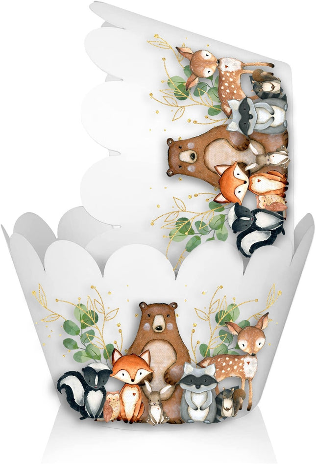 Woodland Animals Cupcake Wrappers - Set of 10, Perfect for Enchanting Forest-Themed Parties!